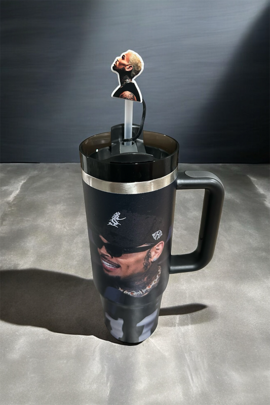 Chris Brown Tumbler & Straw Topper Bundle (Black)
